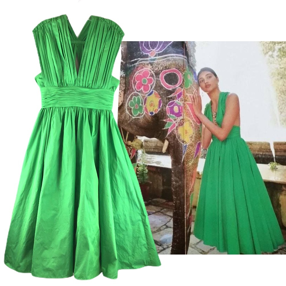 Anthro Tracy Reese Taffeta Kelly Green Frock 6